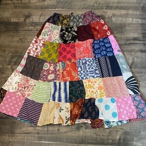 100% cotton Imported India Boho Handmade Patchwork Maxi Skirt NEW